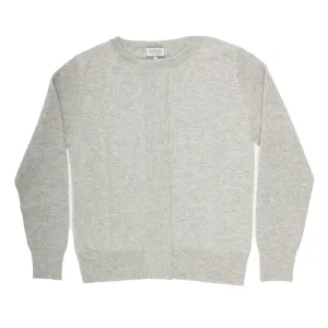 100% Cashmere Ladies Cardigan Sweater Light Grey