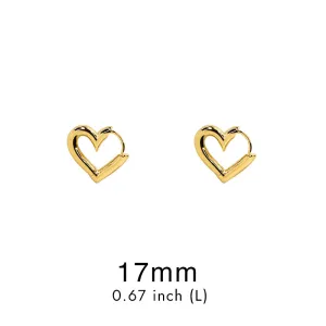 14k gold dip heart huggie hoop