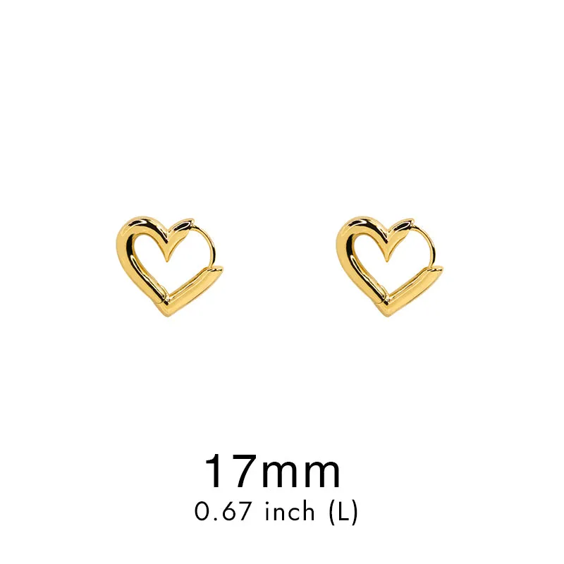 14k gold dip heart huggie hoop
