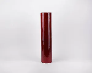 25" Mahogany Red Cylinder Floor Vase with Natural Dried Dune Grass