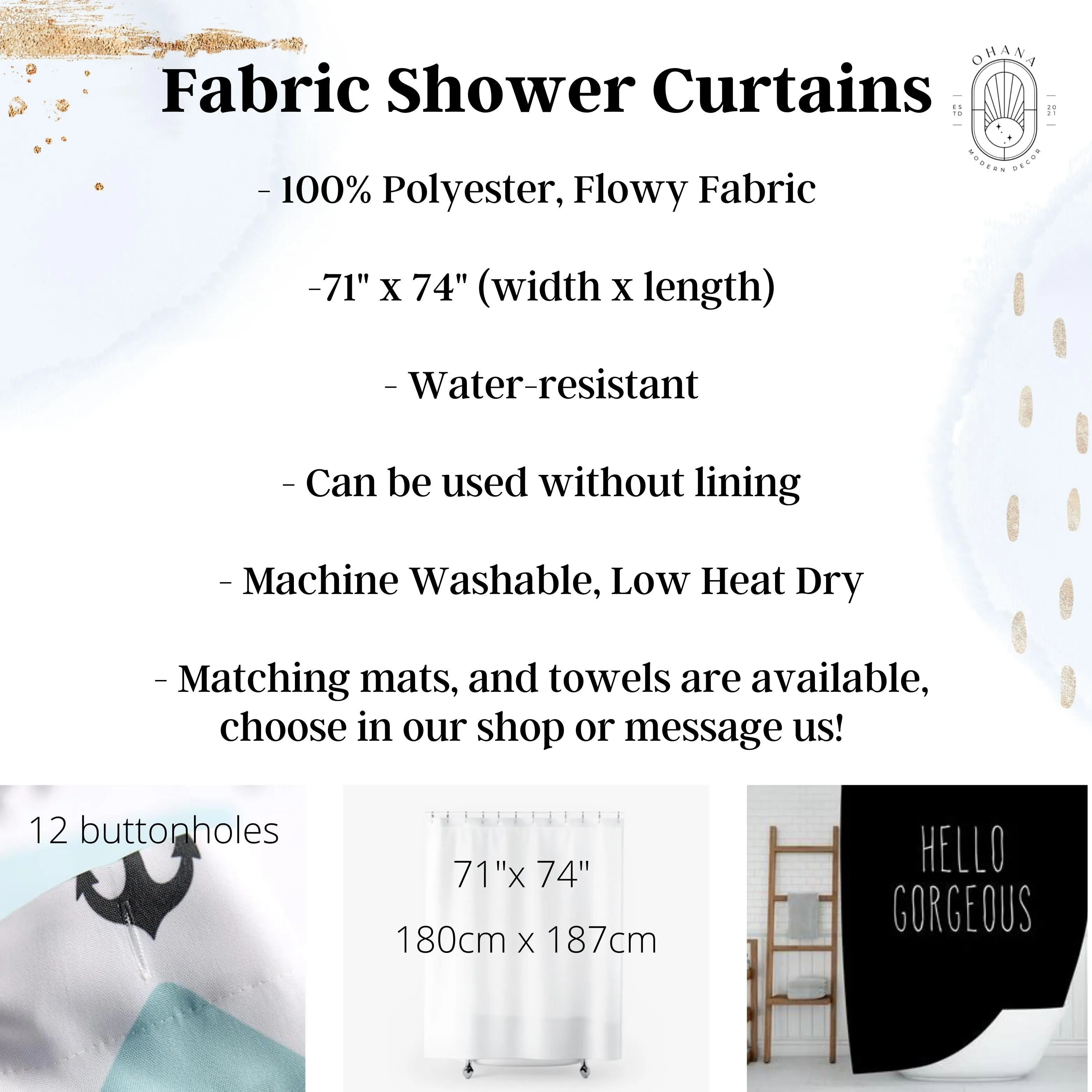 abstract boho shower curtain | navy mauve pink, white