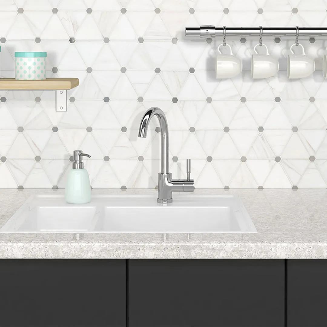 Bianco Dolomite Pinwheel - Stone Tile