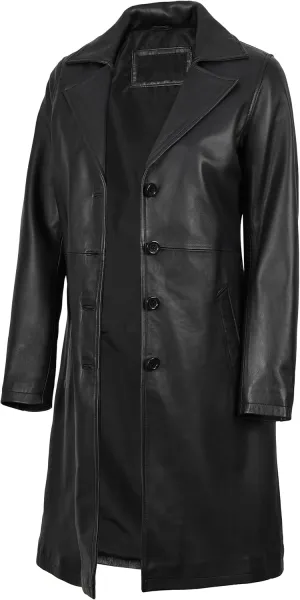 Blingsoul Leather Car Coats for Womens - Black Brown Real Long Leather Jacket Women
