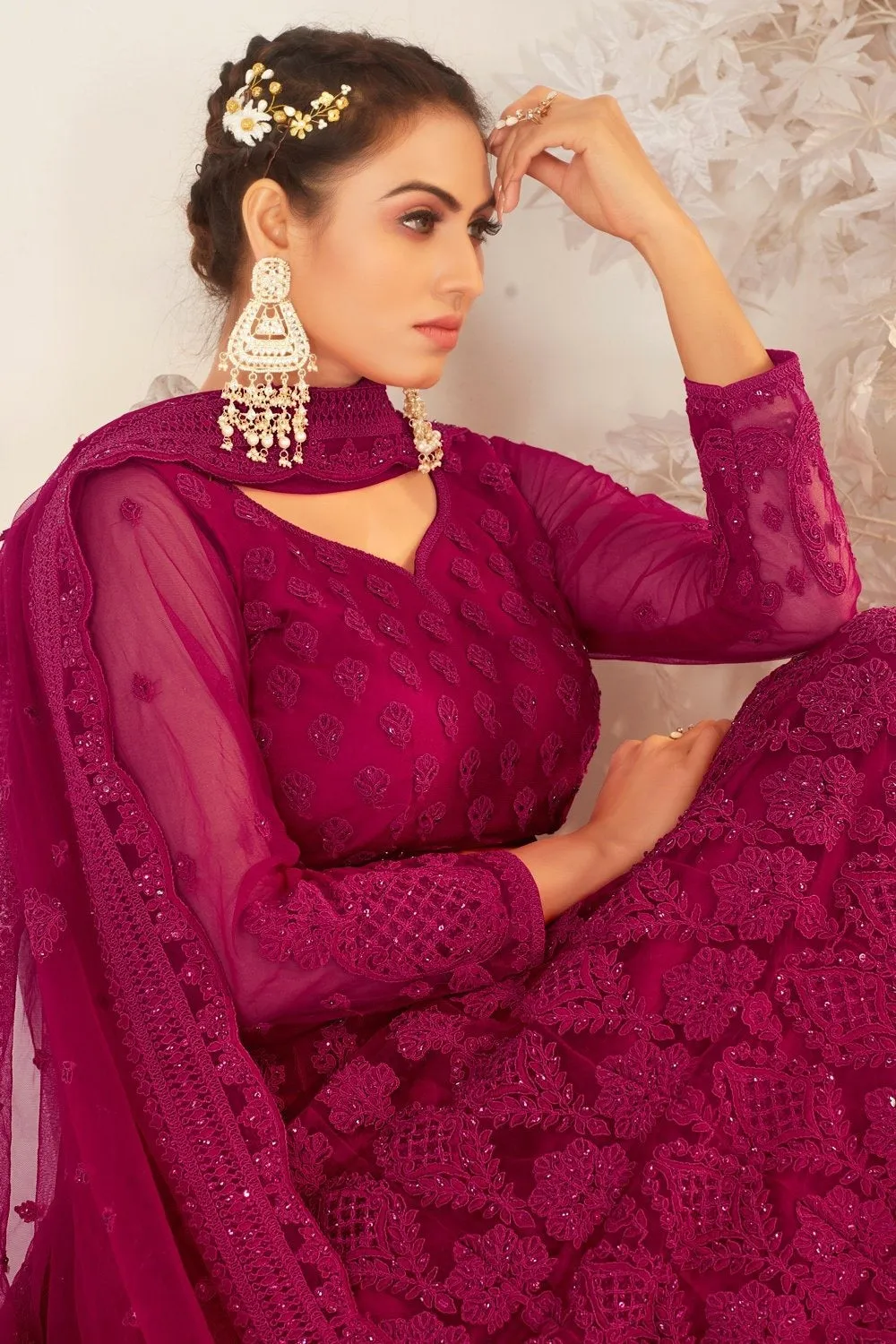 Bridesmaid Magenta Pink Wedding Wear Lehenga Choli