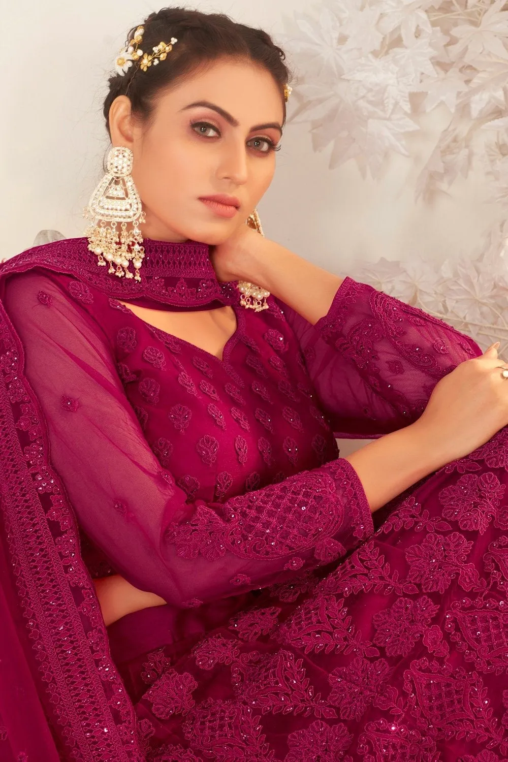 Bridesmaid Magenta Pink Wedding Wear Lehenga Choli