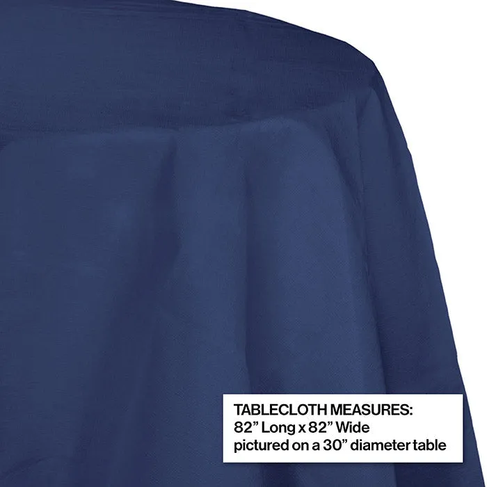 Bulk Navy Round Paper Table Covers 82 inch (12 per Case)