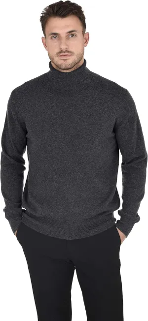 Cashmeren Men's Essential Knit Turtleneck Sweater 100% Merino Wool Long Sleeve Roll Neck Pullover
