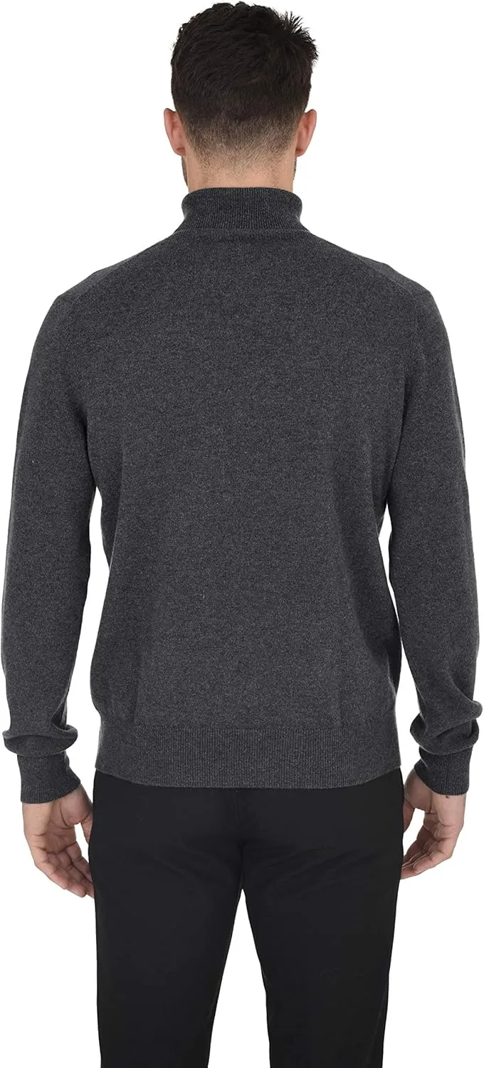 Cashmeren Men's Essential Knit Turtleneck Sweater 100% Merino Wool Long Sleeve Roll Neck Pullover