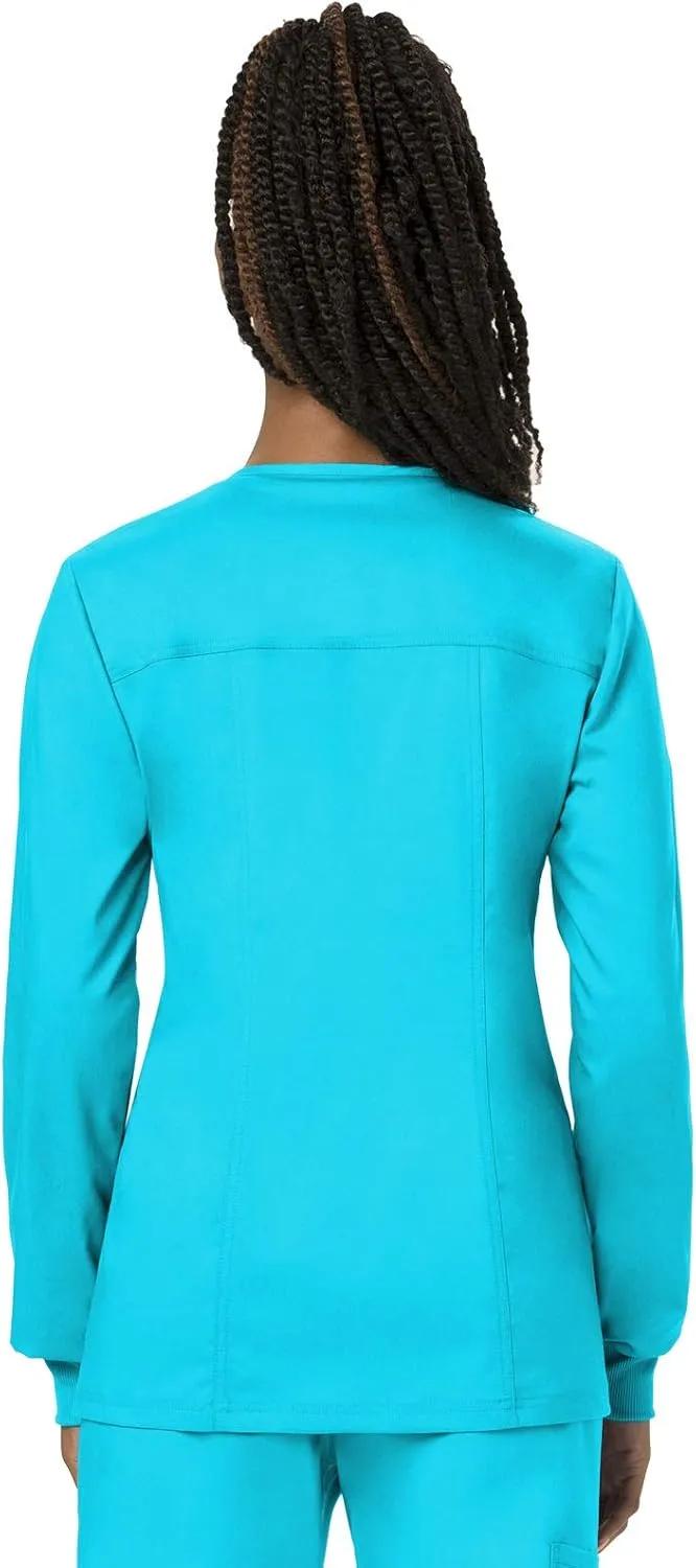 Cherokee Scrub Jackets For Woman, Snap Front with 3 Pockets & 2 way Stretch - WW310