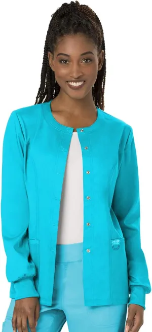 Cherokee Scrub Jackets For Woman, Snap Front with 3 Pockets & 2 way Stretch - WW310