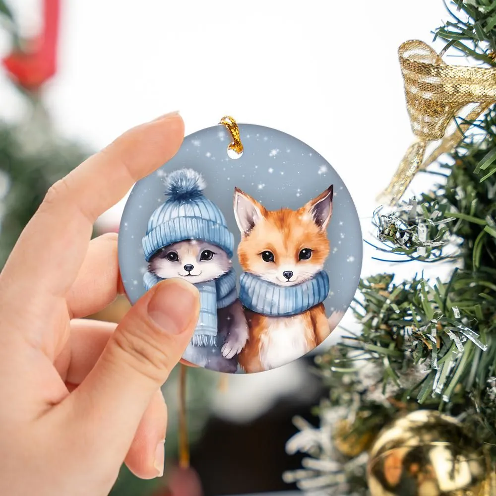 Christmas Ornament Fox Couple
