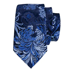 Classy Men Blue Floral Silk Necktie