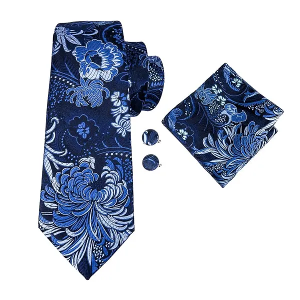 Classy Men Blue Floral Silk Necktie