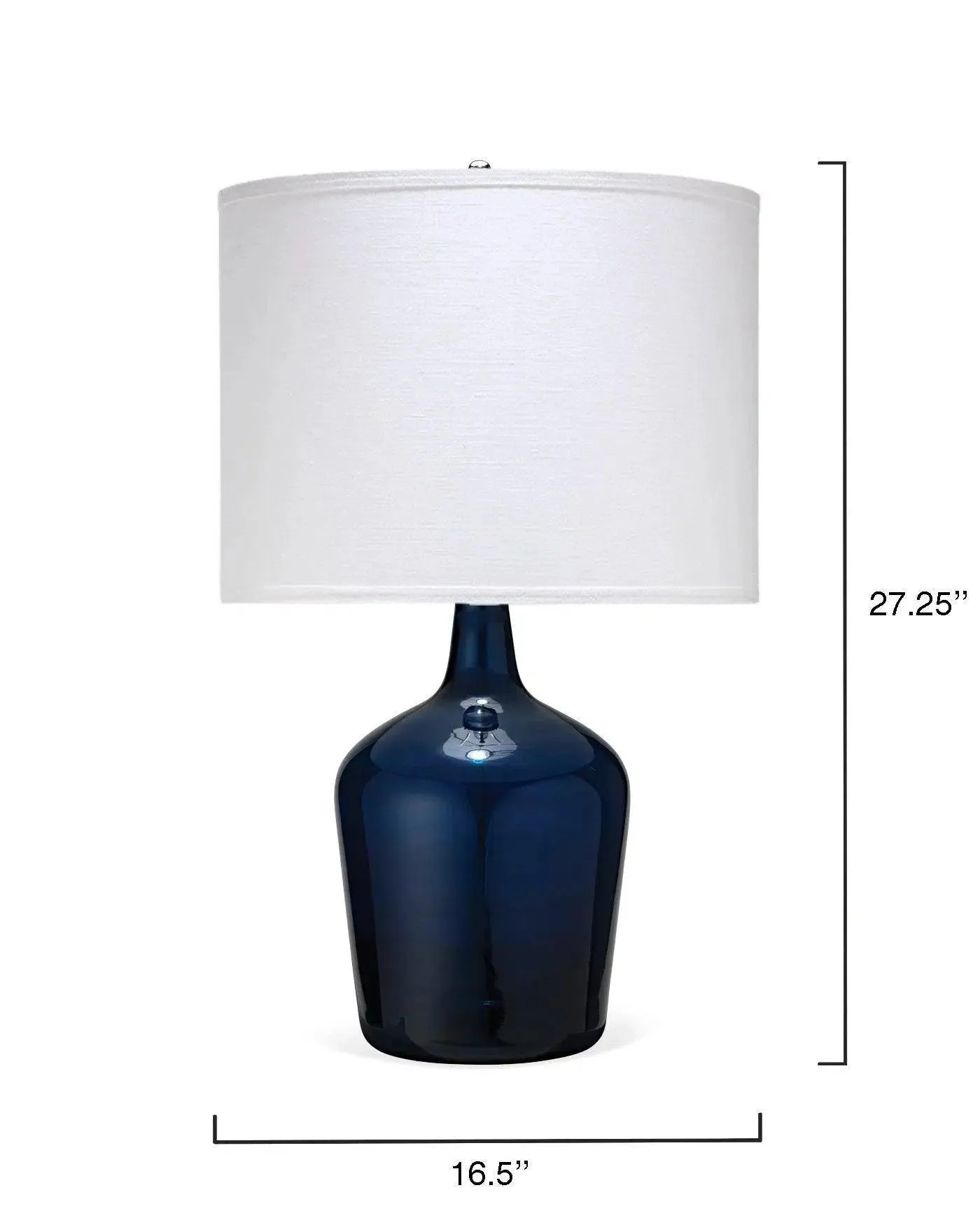 Coastal Navy Blue Glass Plum Jar Table Lamp White Shade