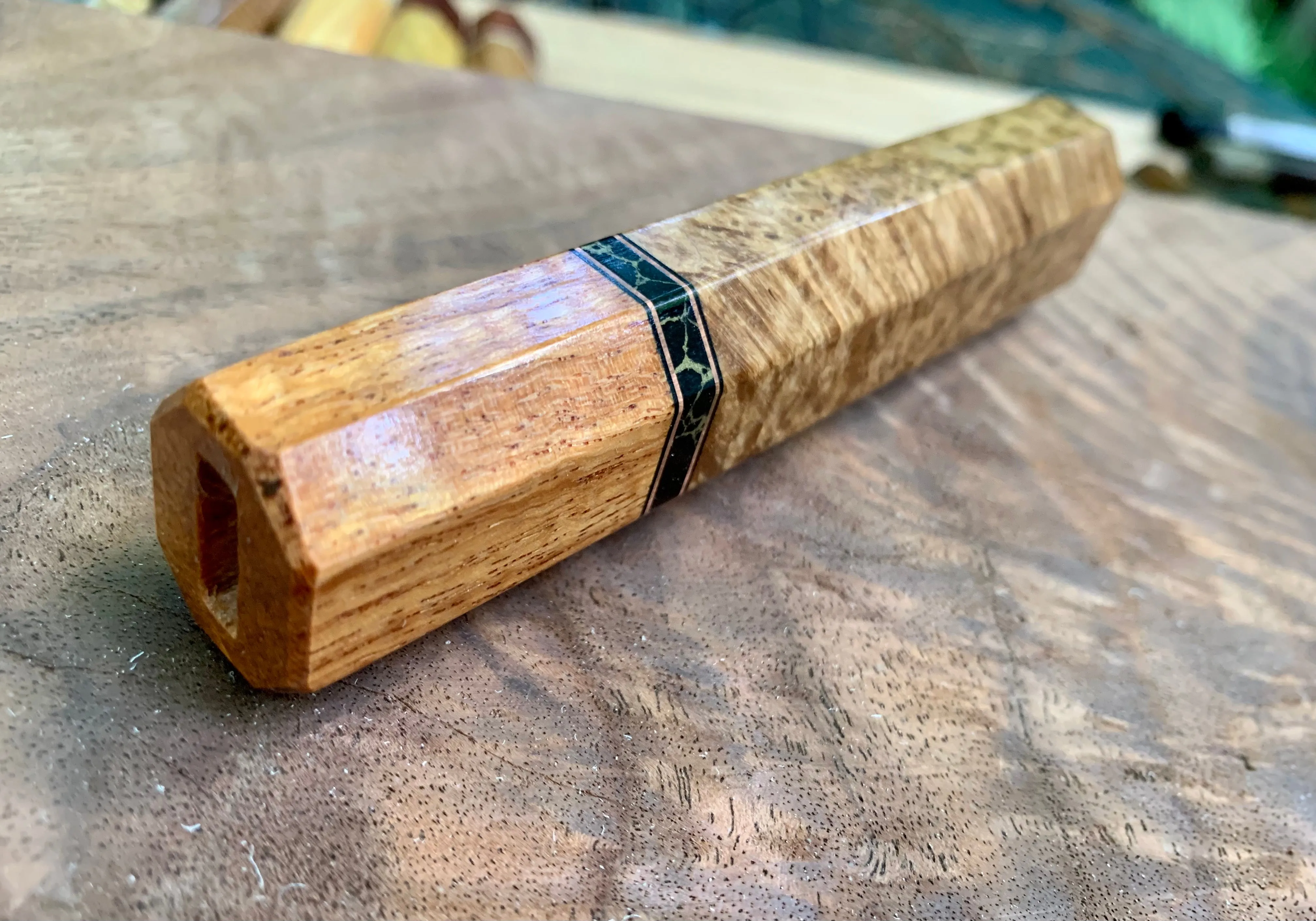 Custom Japanese Knife handle (wa handle) - Black Ash Burl