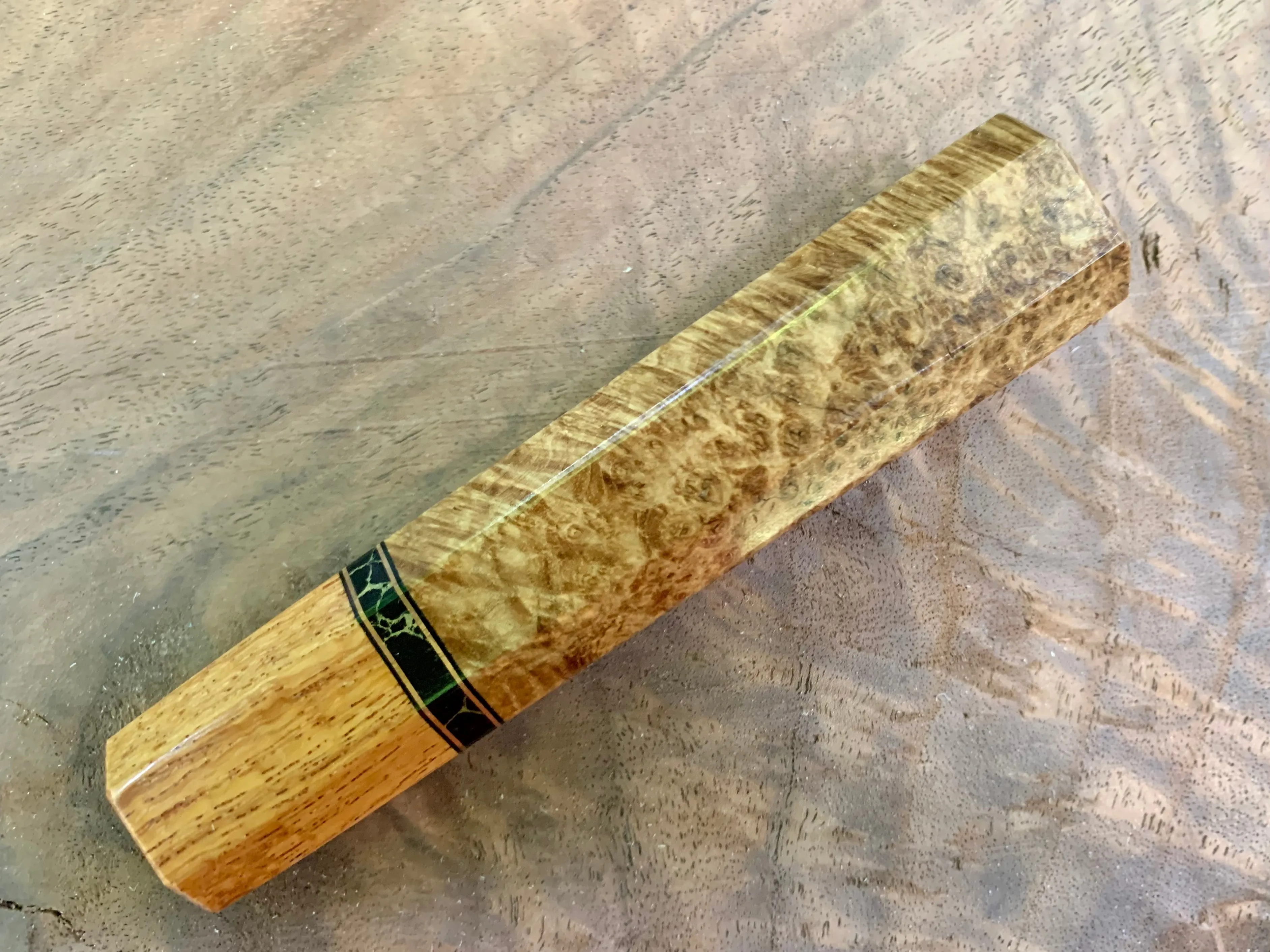 Custom Japanese Knife handle (wa handle) - Black Ash Burl