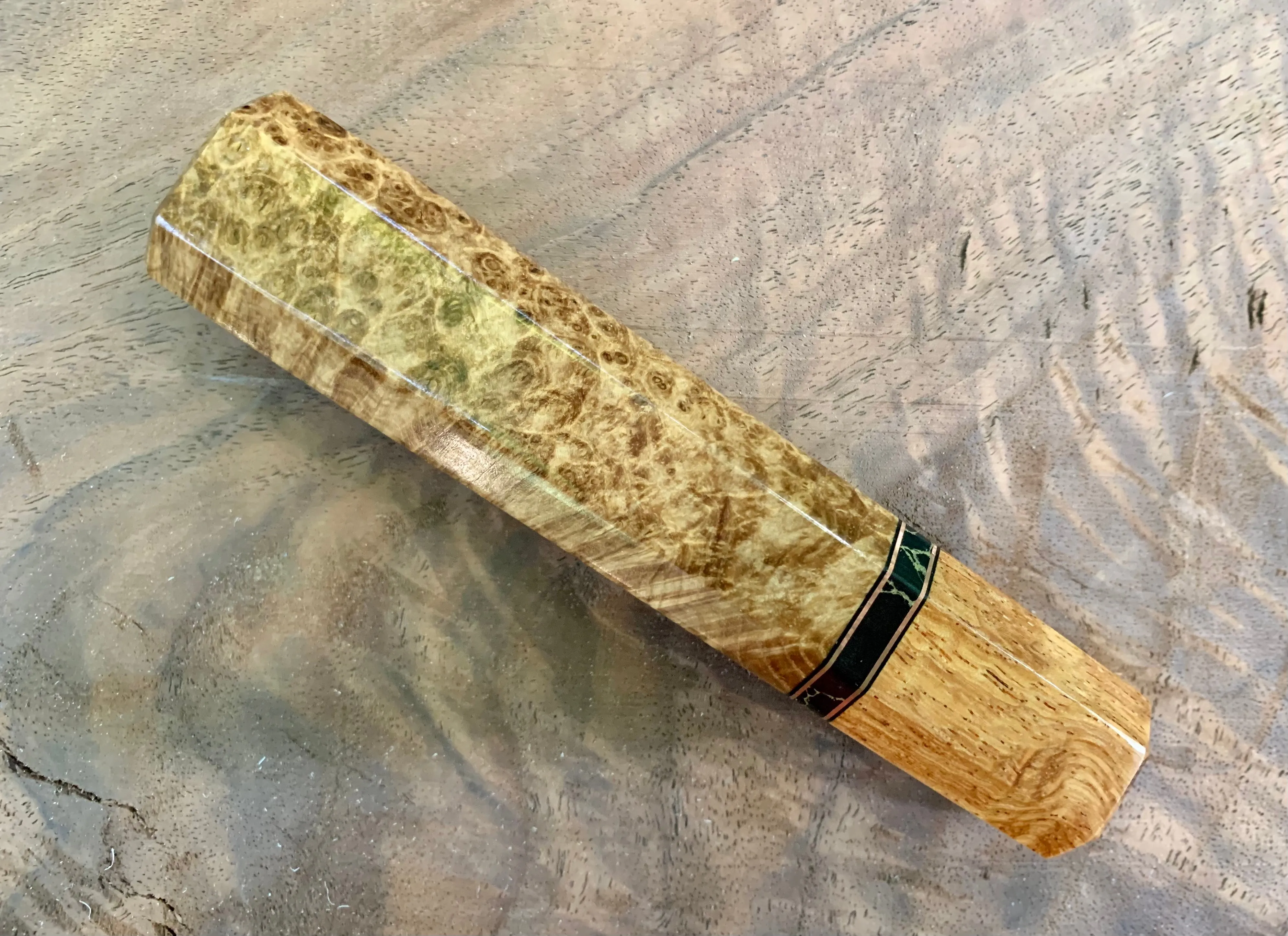 Custom Japanese Knife handle (wa handle) - Black Ash Burl