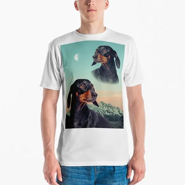 Custom Pet Art Mens Crew Neck T-shirt