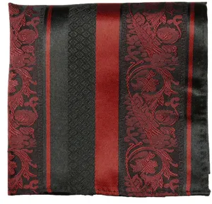Dark Red and Black Silk Pocket Square