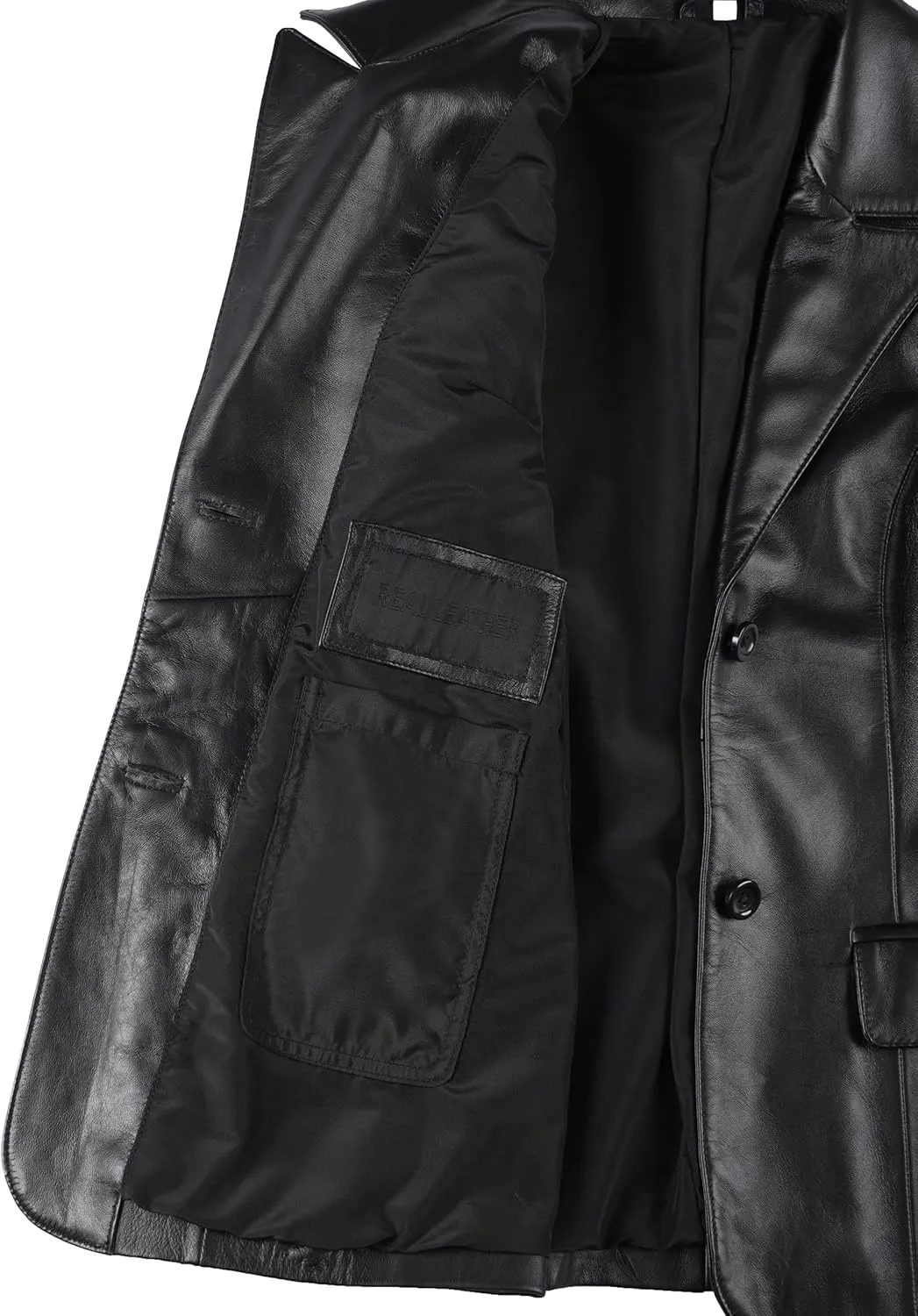 Decrum Women Leather Blazer - Casual Stylish Leather Coats for Women