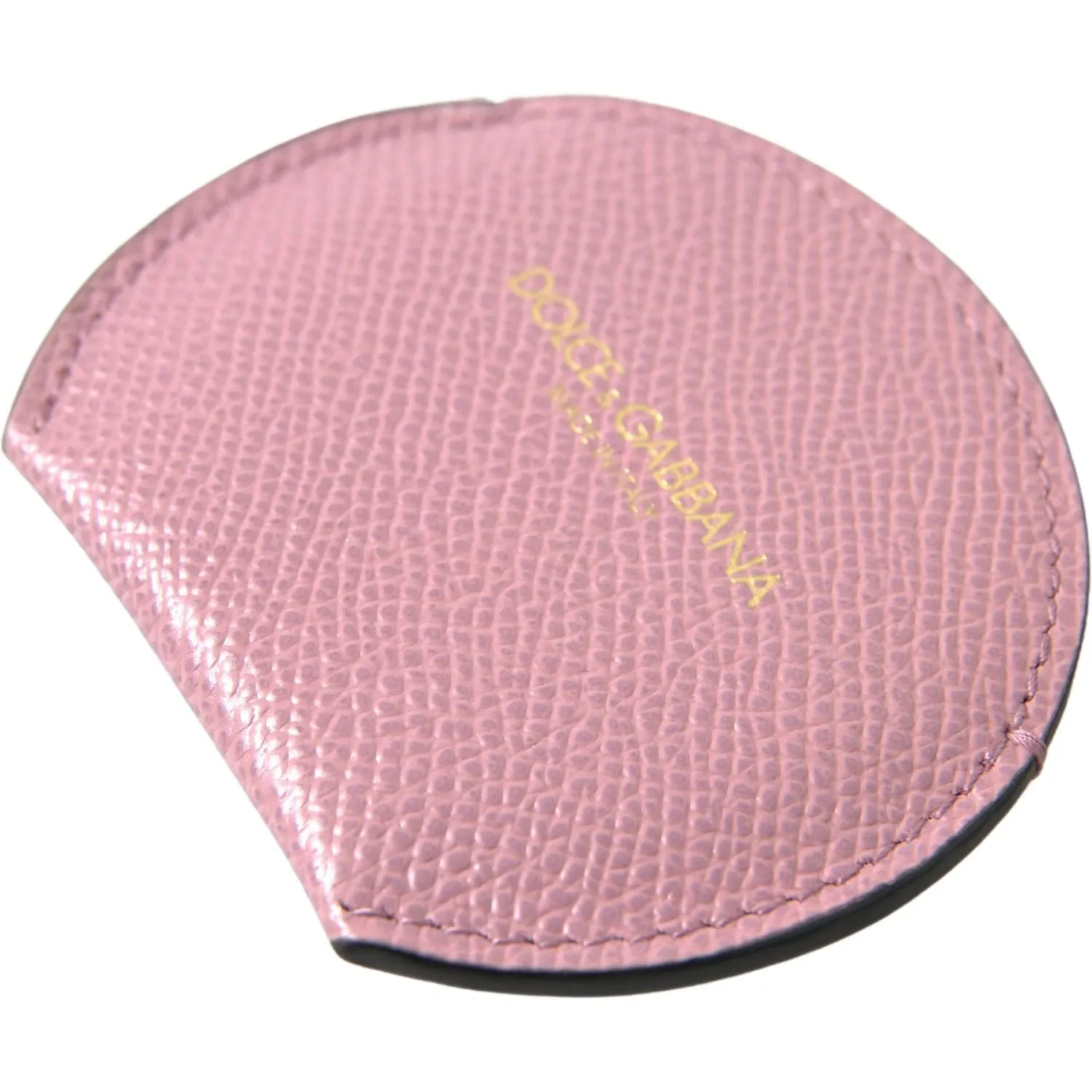 Dolce & Gabbana Elegant Pink Leather Hand Mirror Holder