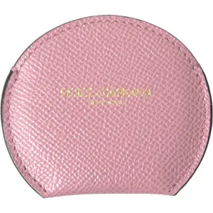 Dolce & Gabbana Elegant Pink Leather Hand Mirror Holder