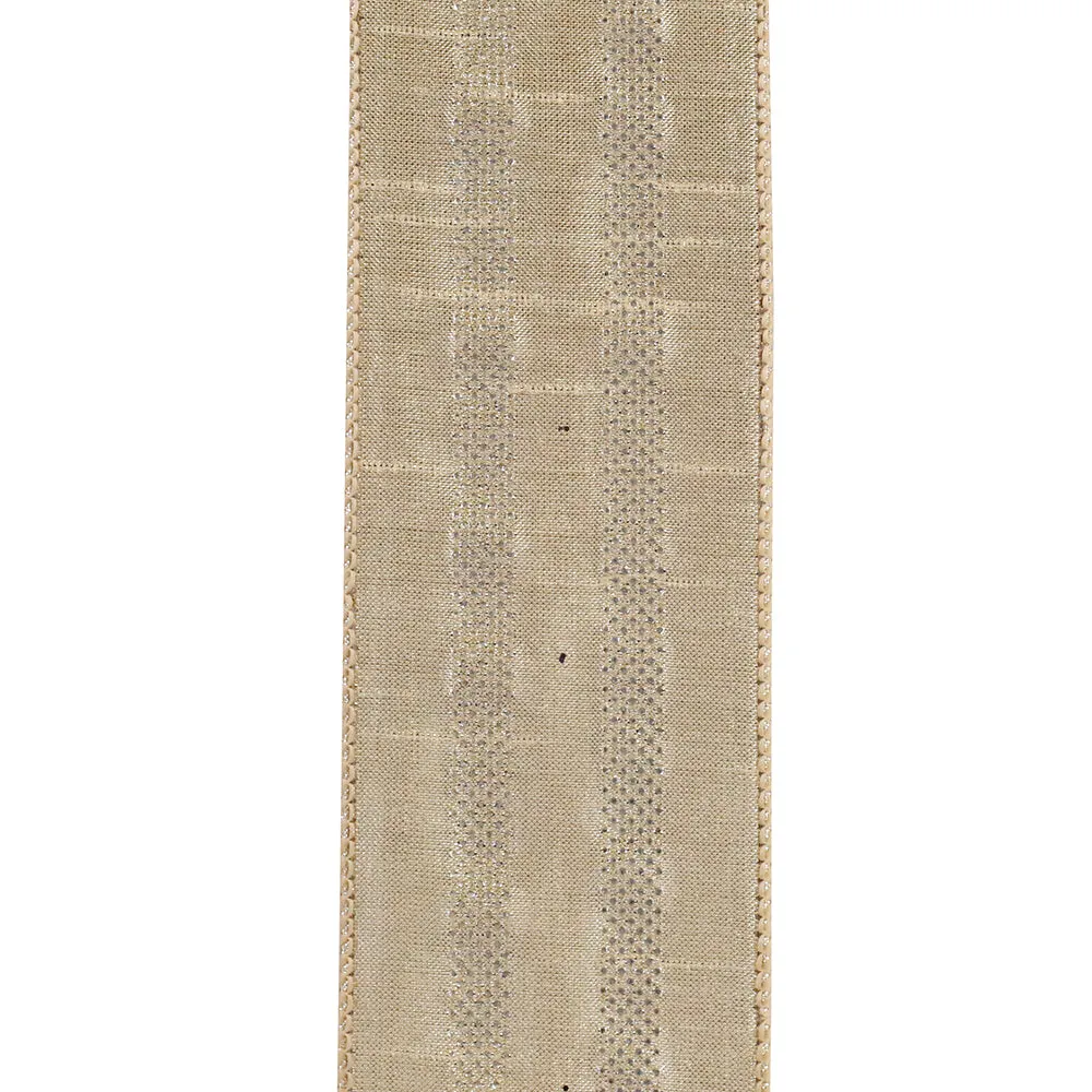 Dupioni Metallic Shine Glitter Stripes Wired Edge