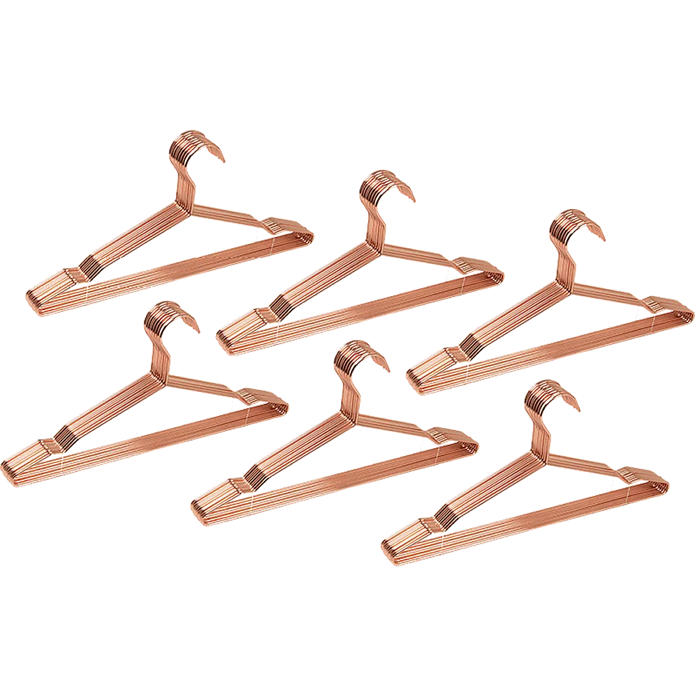 Durable Rose Gold Metal Wire Hangers 42x20cm Set of 60