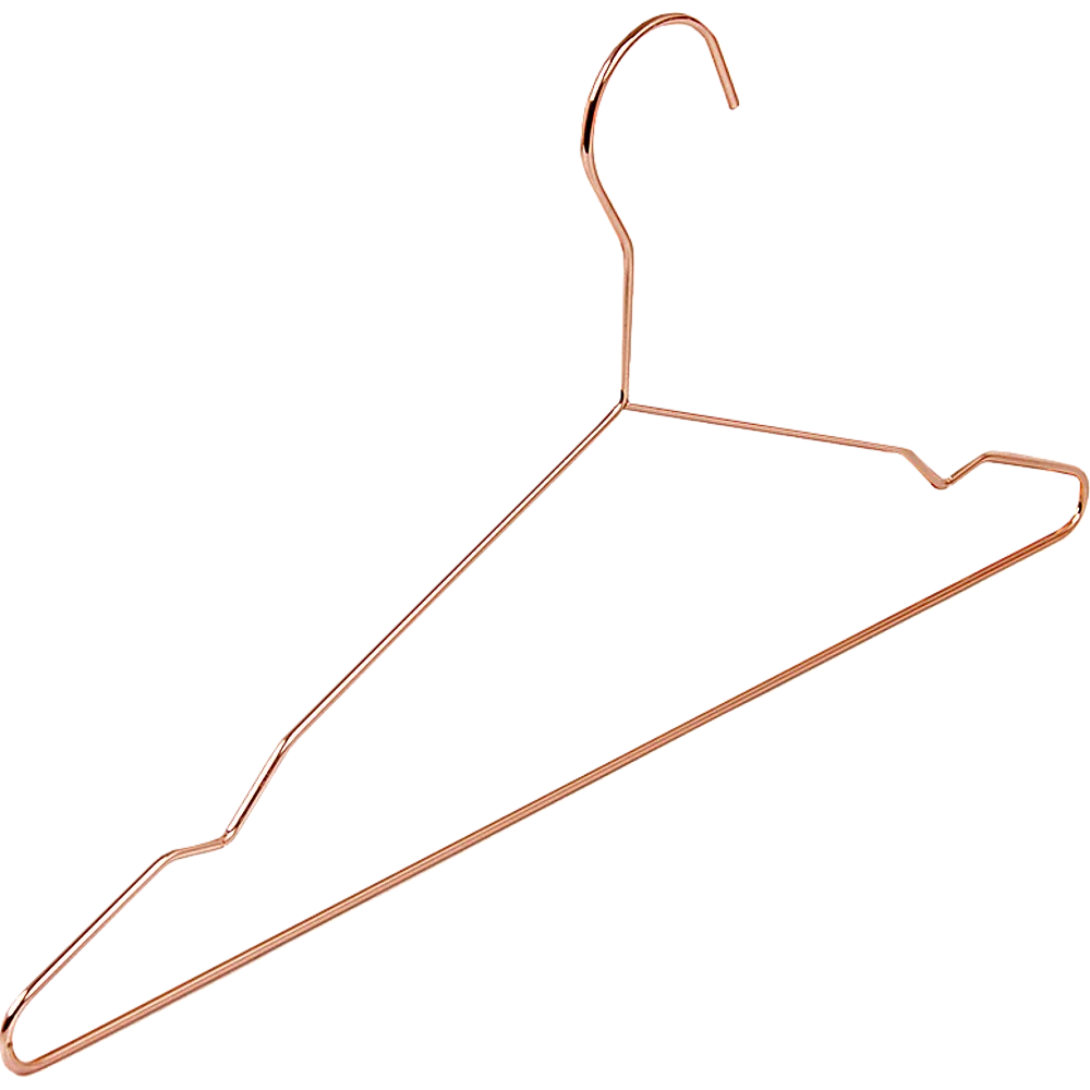 Durable Rose Gold Metal Wire Hangers 42x20cm Set of 60