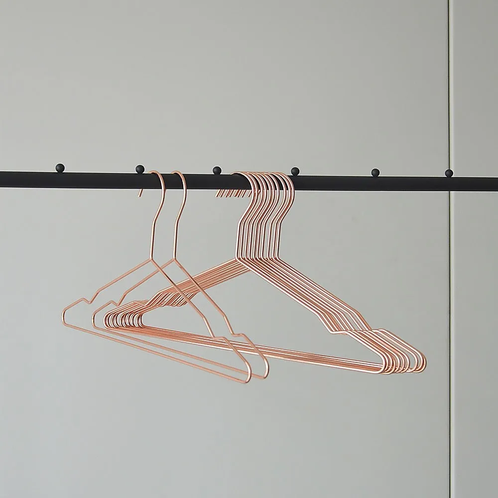 Durable Rose Gold Metal Wire Hangers 42x20cm Set of 60