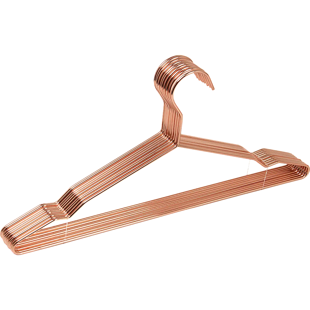 Durable Rose Gold Metal Wire Hangers 42x20cm Set of 60