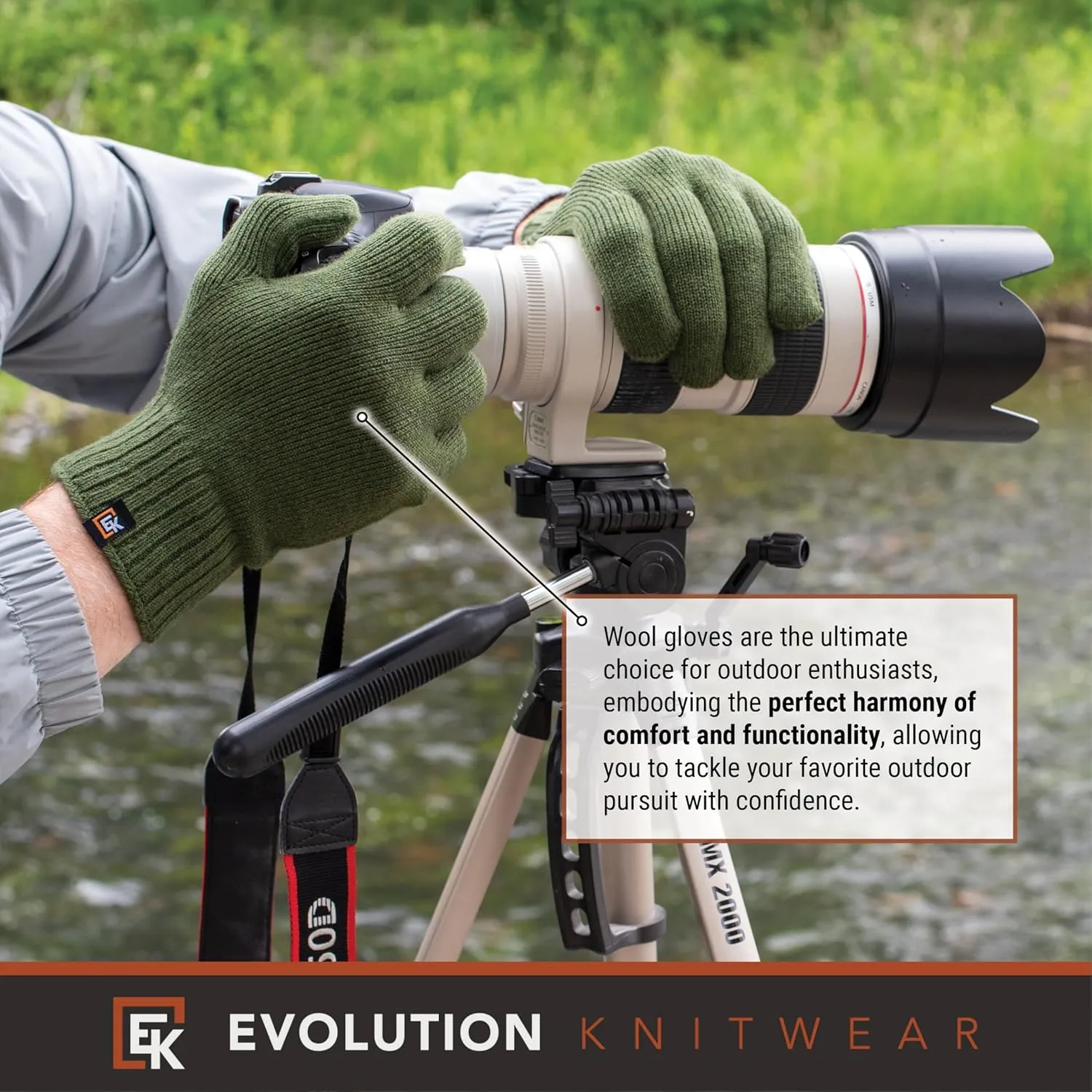 Evolution Knitwear Wool Knit Gloves - Made in the USA - Super Soft Merino Wool - Men's - XL