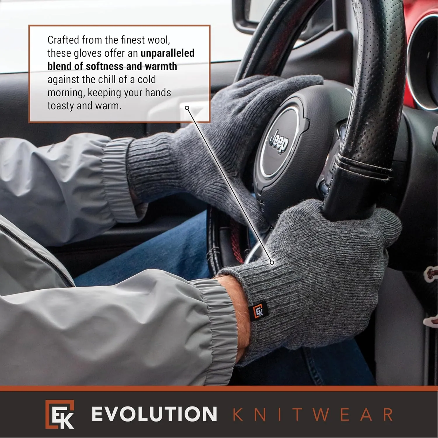 Evolution Knitwear Wool Knit Gloves - Made in the USA - Super Soft Merino Wool - Men's - XL