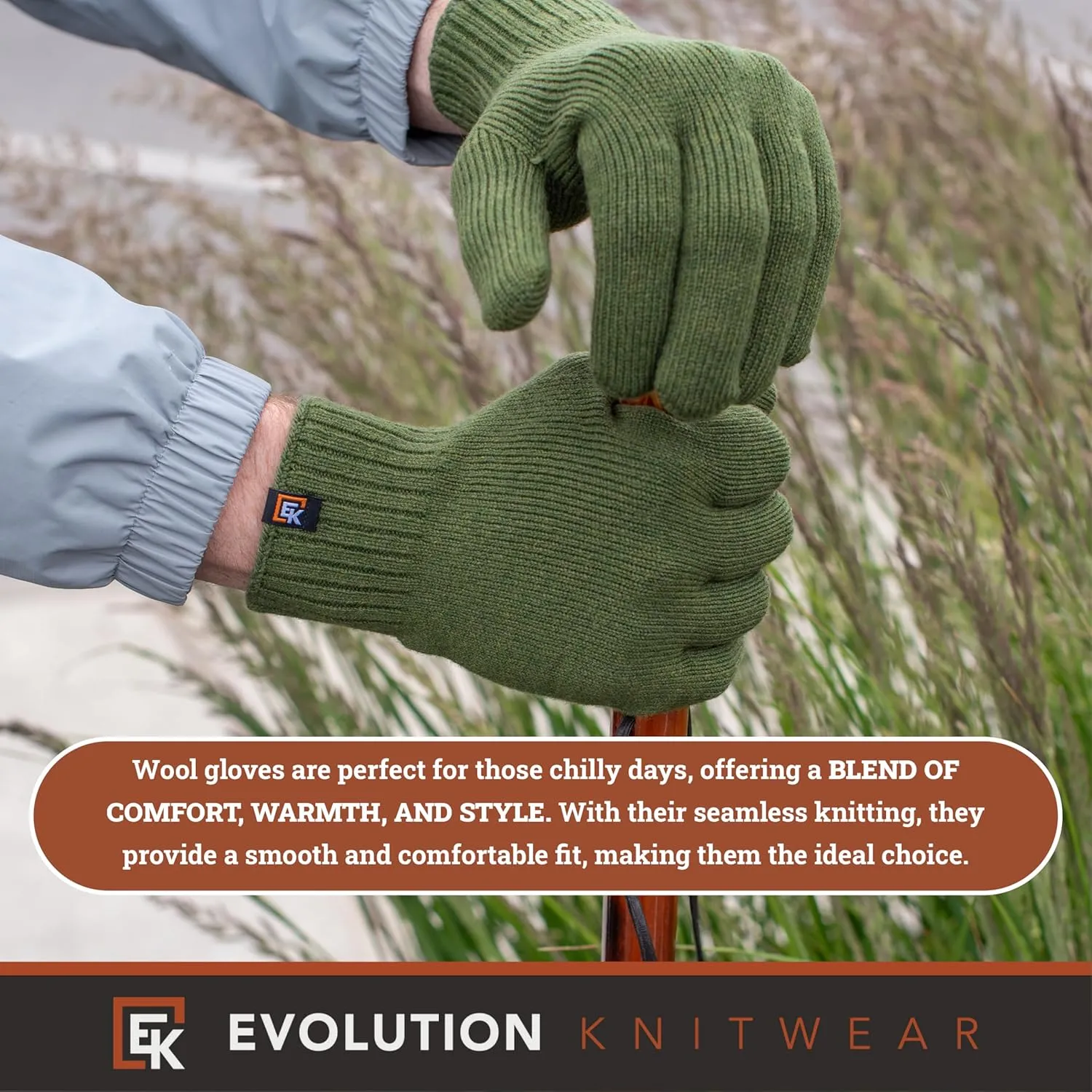 Evolution Knitwear Wool Knit Gloves - Made in the USA - Super Soft Merino Wool - Men's - XL