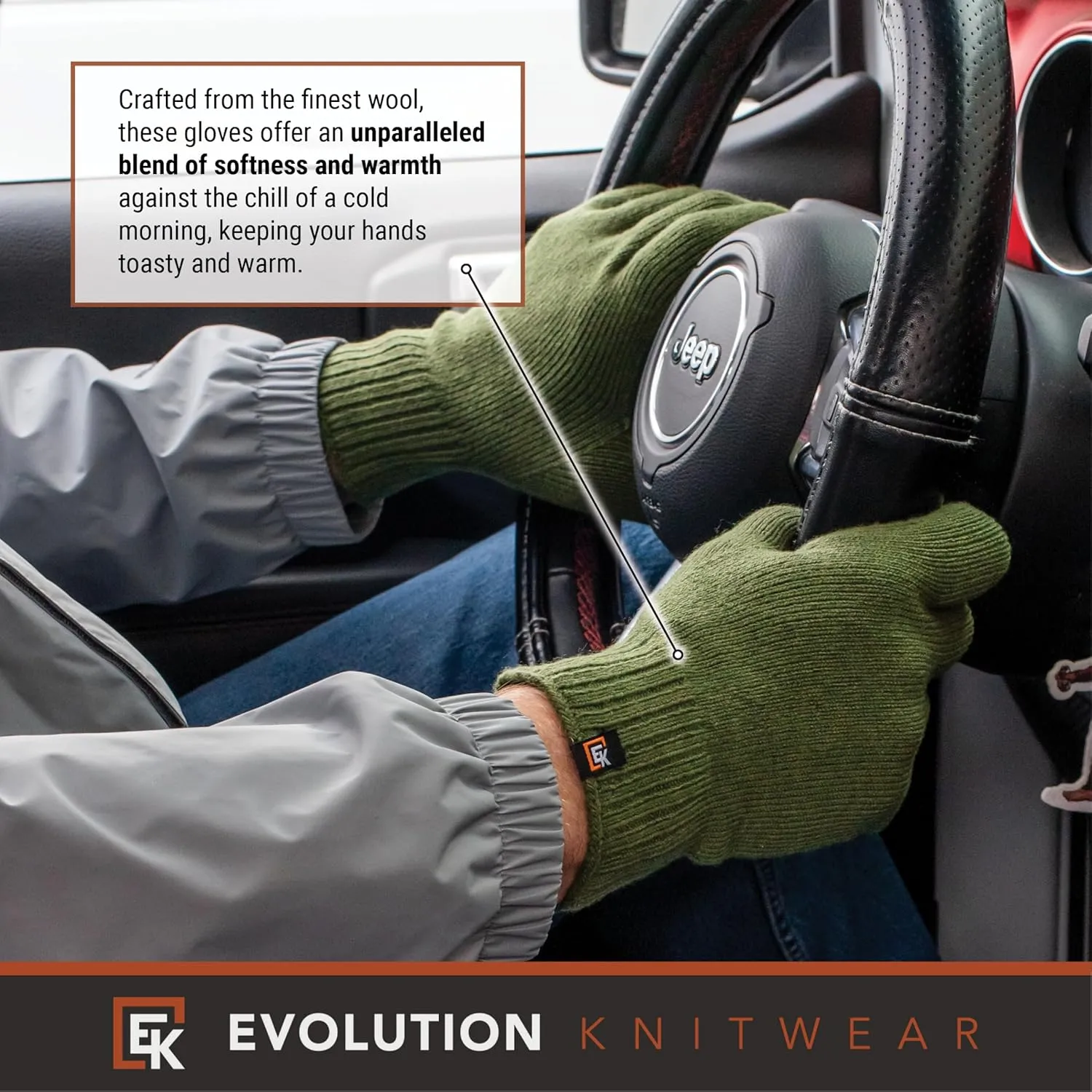 Evolution Knitwear Wool Knit Gloves - Made in the USA - Super Soft Merino Wool - Men's - XL