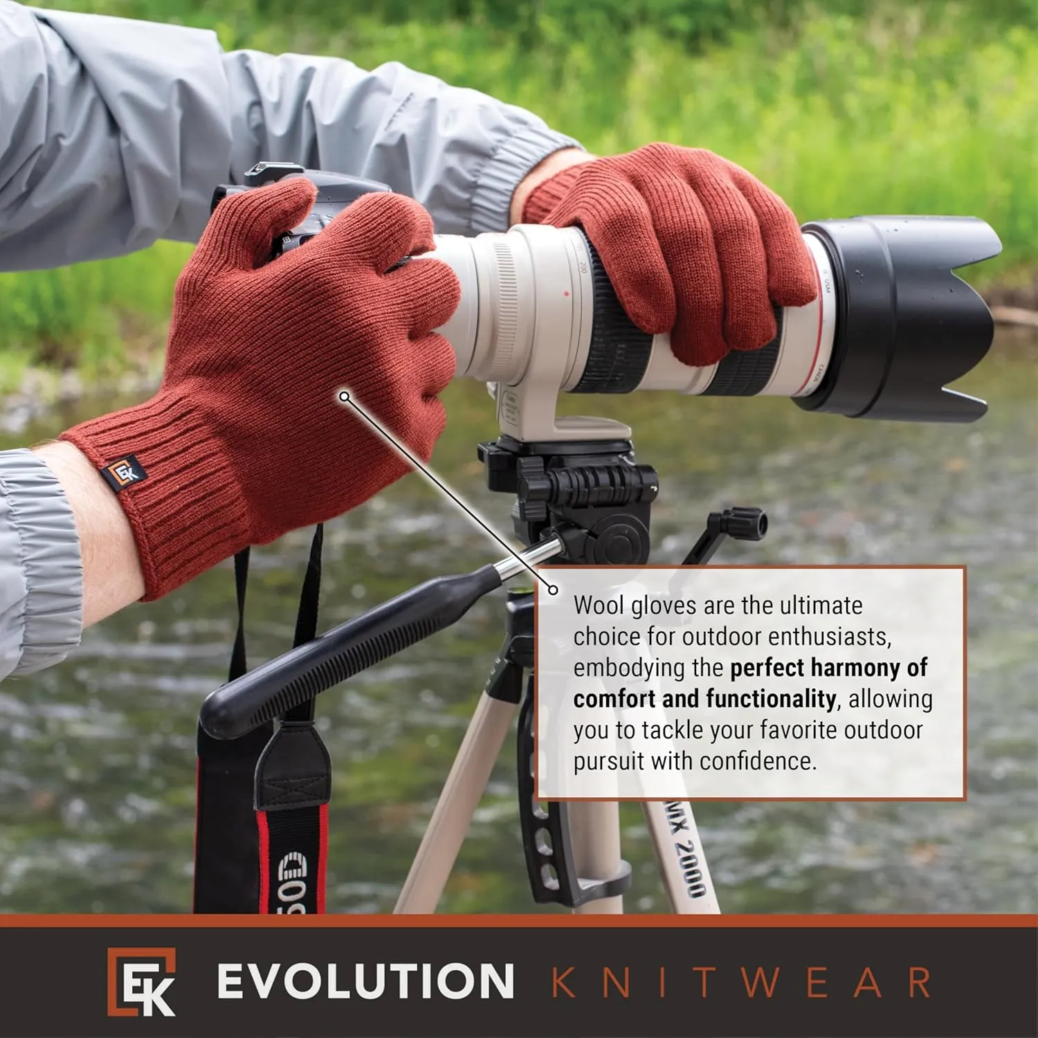 Evolution Knitwear Wool Knit Gloves - Made in the USA - Super Soft Merino Wool - Men's - XL