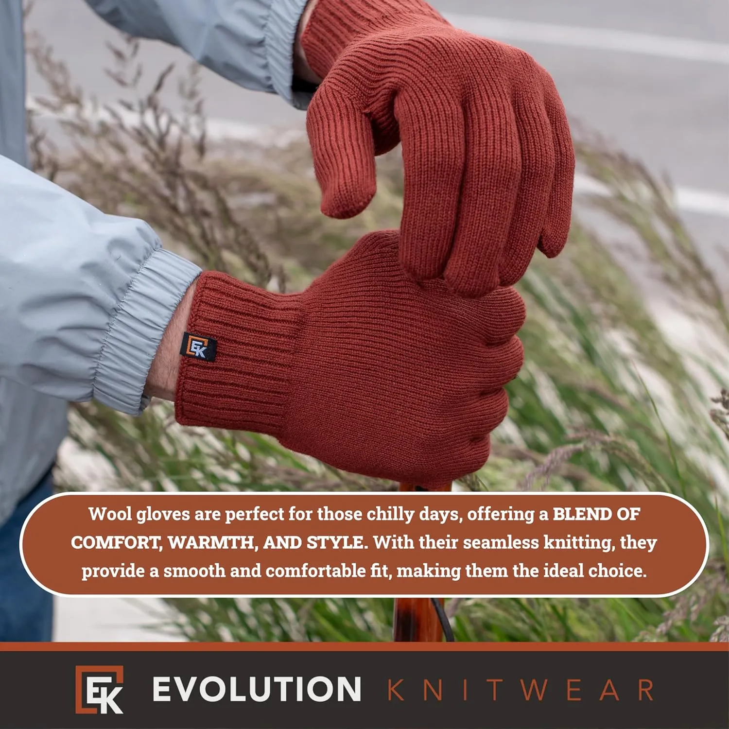 Evolution Knitwear Wool Knit Gloves - Made in the USA - Super Soft Merino Wool - Men's - XL