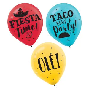 Fiesta Assorted Latex Balloons 30cm 15pk