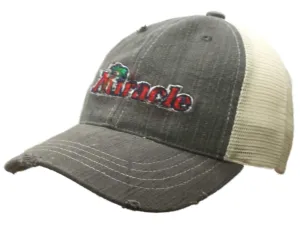 Fort Myers Miracle Retro Brand Gray Worn Vintage Adj Snapback Mesh Hat Cap