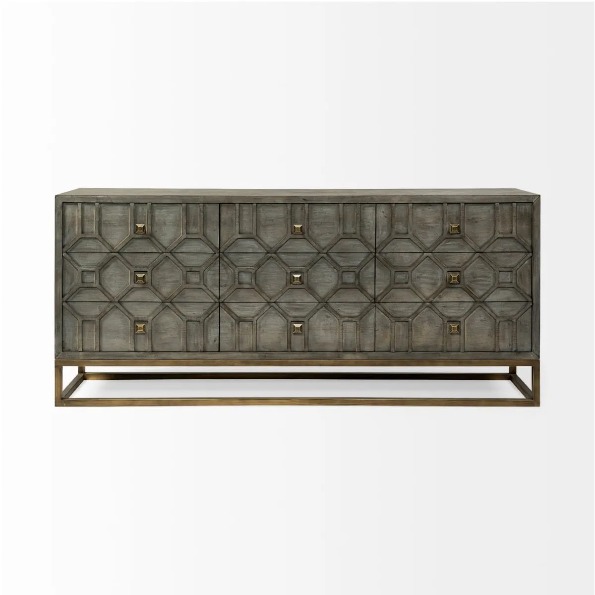 Genevieve Sideboard Gray Wood | Gold Metal