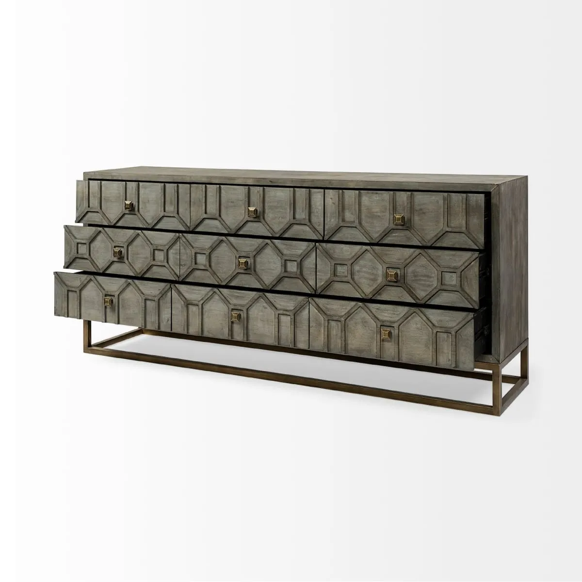 Genevieve Sideboard Gray Wood | Gold Metal