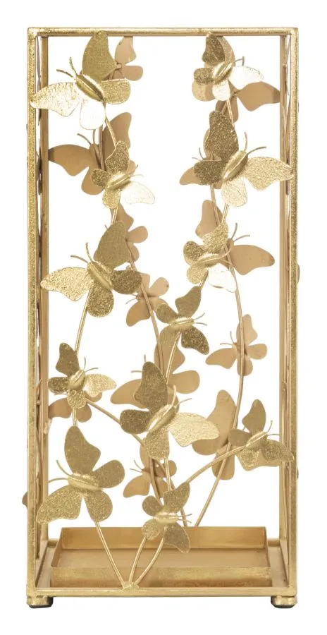 Golden Metal Umbrella Holder with Butterfly Decor