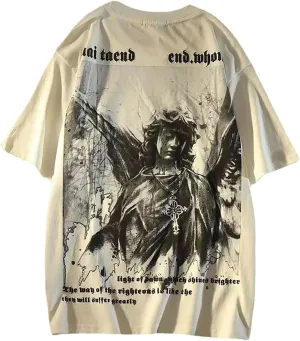 Gothic Casual Loose Oversized T-Shirt Harajuku Street Trend Men and Women Personalized Print Rock Animation Punk