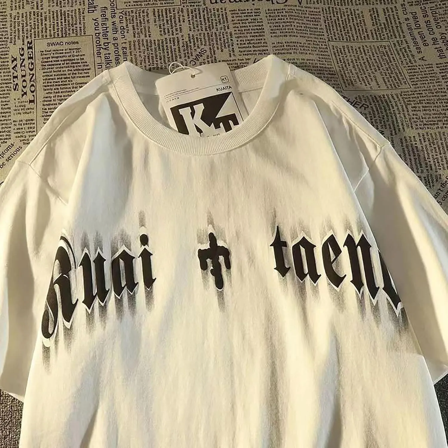 Gothic Casual Loose Oversized T-Shirt Harajuku Street Trend Men and Women Personalized Print Rock Animation Punk