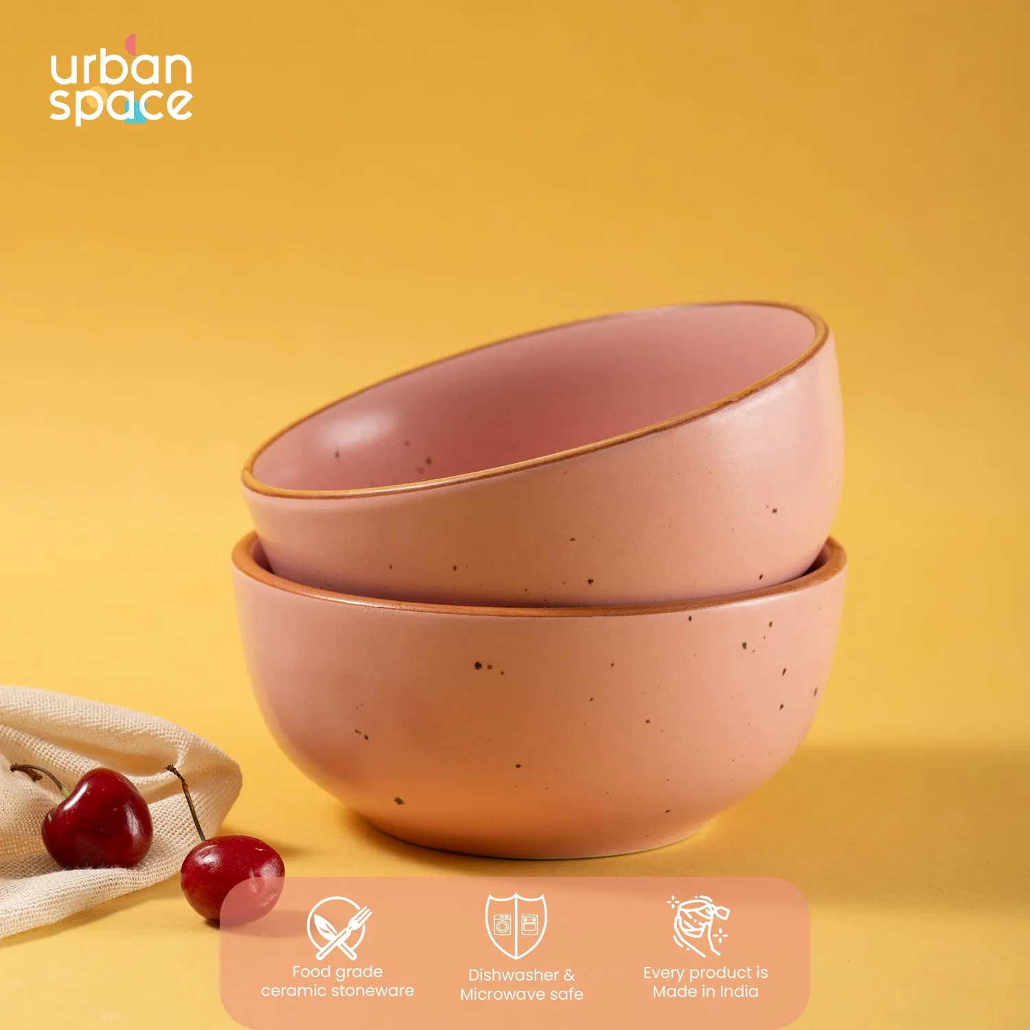 Handmade Ceramic Snack Bowls, Ramen Soup bowls, Serving Bowls, Set of 2, Warm Pink