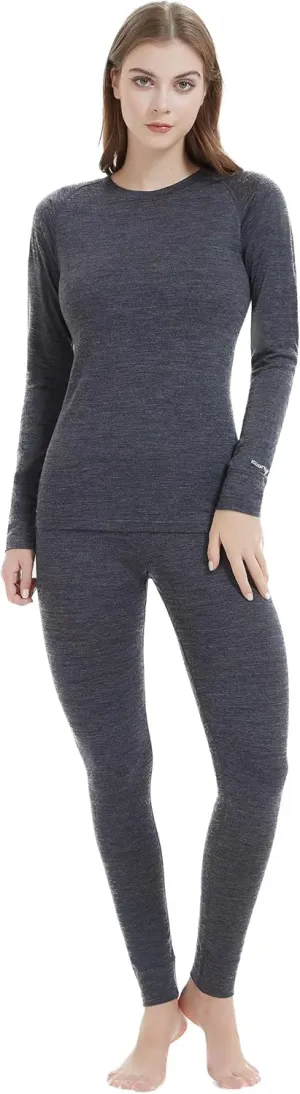 Iguana Womens 100% Merino Wool Base Layer Sets for Ski Lightweight Thermal Underwear