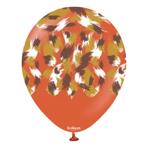 Kalisan 12" Savanna Printed Retro Rust Orange Latex Balloon, 25 pieces