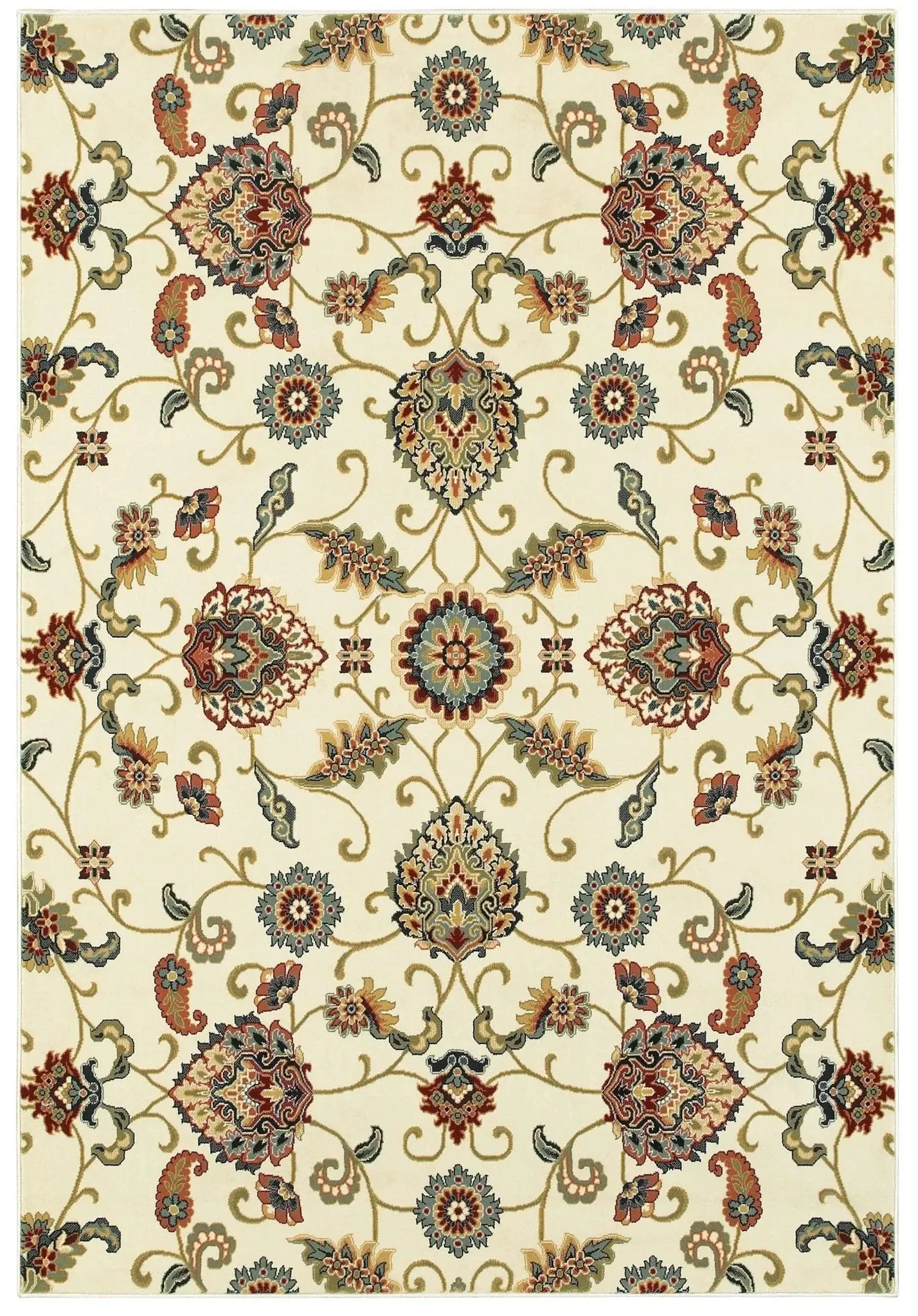 Kashan 9946W Ivory/ Multi Rug