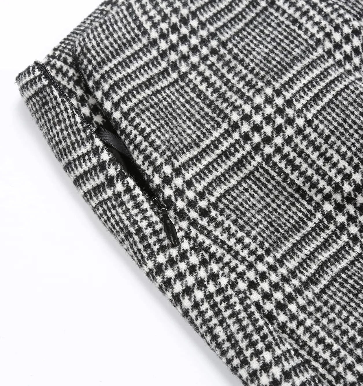 Kinghua Womens Wool Plaid Mini Skirt Fall Winter High Waisted Bodycon Pencil Skirt