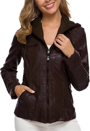 LCMTWX Womens Black Leather Jacket Tops Suit Collar Belt Stand Zip Motorcycle Coat Women's Coat Women'S Jackets Jacket